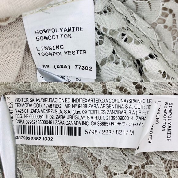 Zara Collection Dress Light Gray All Lace Wedding Guest Party  Size Medium - Picture 9 of 14